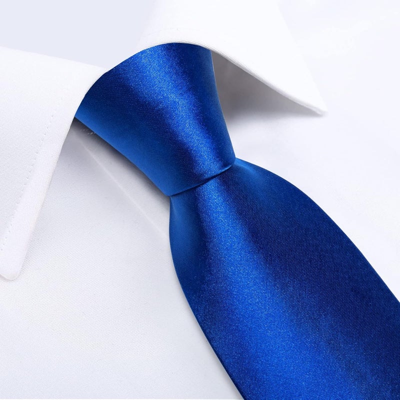 DiBanGu Mens Solid Color Tie and Pocket Square Set Woven Silk Plain Necktie & Handkerchief for Men Wedding Party Formal - Image 3